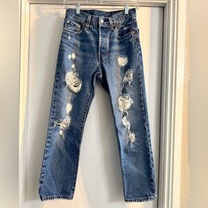 Distressed Blue Jeans